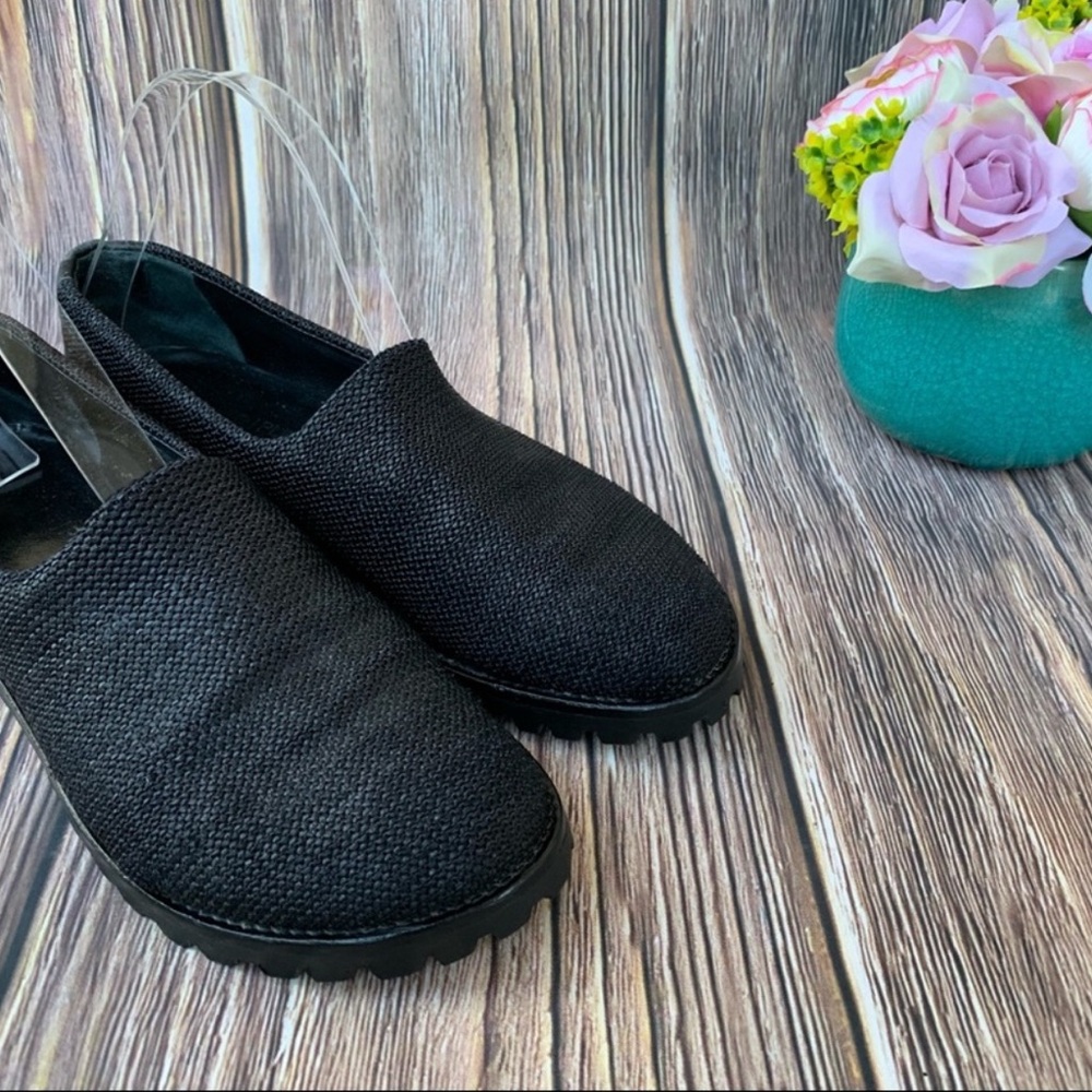 Donald J Pliner Black Woven Straw Loafers Slip-On Comfort Shoes Women’s 8M Italy
